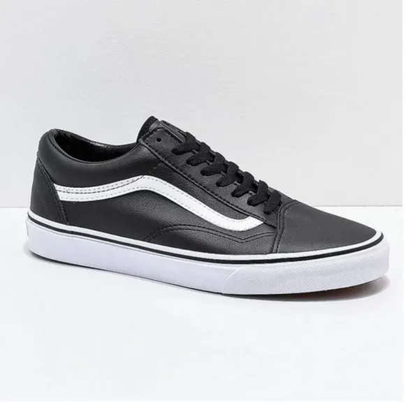 VANS Old Skool Black Leather Skate Shoes