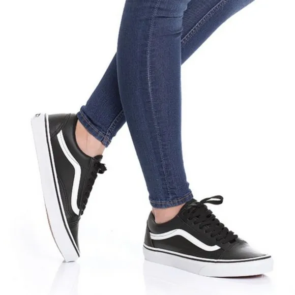 VANS Old Skool Black Leather Skate Shoes