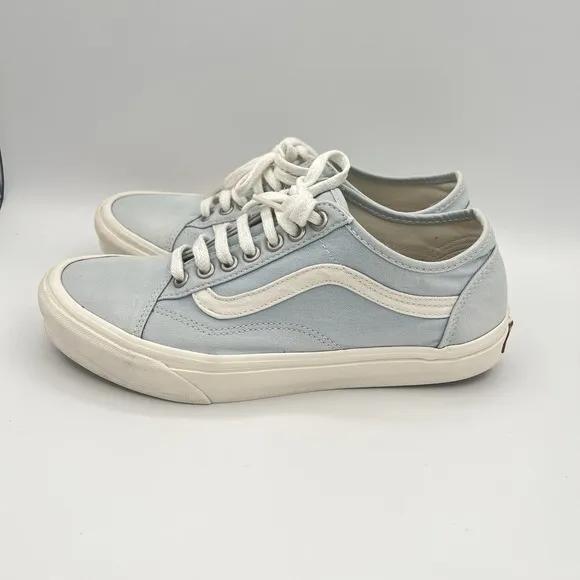 VANS Old Skool Canvas Skate Board Lace-up Shoes Light Blue Mens 7 Womens 8.5