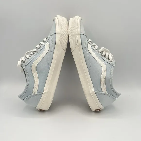 VANS Old Skool Canvas Skate Board Lace-up Shoes Light Blue Mens 7 Womens 8.5