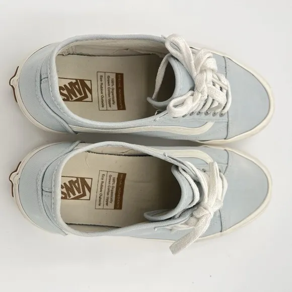 VANS Old Skool Canvas Skate Board Lace-up Shoes Light Blue Mens 7 Womens 8.5