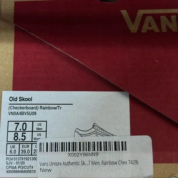 Vans Old Skool Checkerboard Rainbow Skate Shoes Mens Size 7‎ / Womens 8.5 New