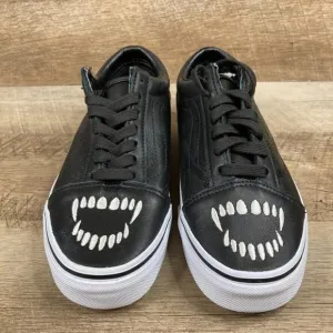 VANS Old Skool Fangs Black Leather Halloween Skate Shoes Womens 5.5 Mens 4 NEW