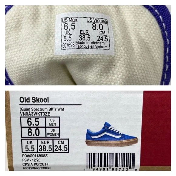 Vans Old Skool Gum Spectrum Blue White Sneakers