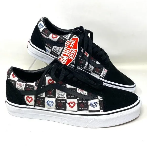VANS Old Skool Love Shoes Men Letters Black Canvas Skate Casual Size VN0A5JMIB0A