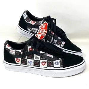 VANS Old Skool Love Shoes Men Letters Black Canvas Skate Casual Size VN0A5JMIB0A