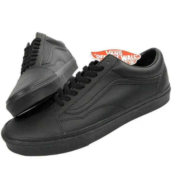 Vans Old Skool Premium Leather Shoes- New- Otw Blackout Skate Classic