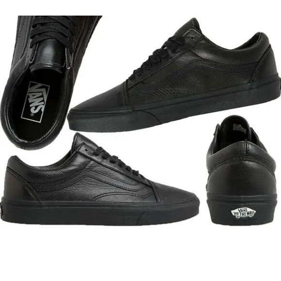 Vans Old Skool Premium Leather Shoes- New- Otw Blackout Skate Classic