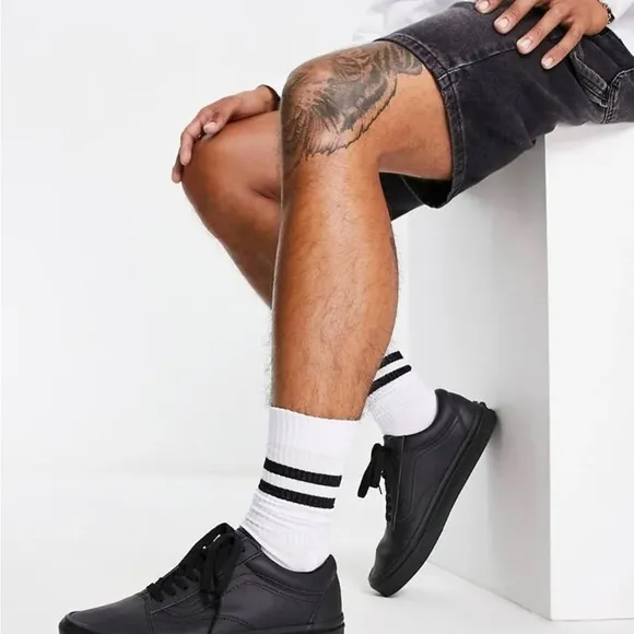 Vans Old Skool Premium Leather Shoes- New- Otw Blackout Skate Classic