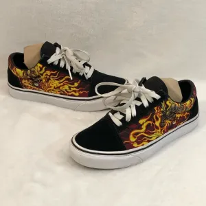 Vans Old Skool Samurai Rising Flames Black Suede Sneaker Skate Shoes Womens Sz 6