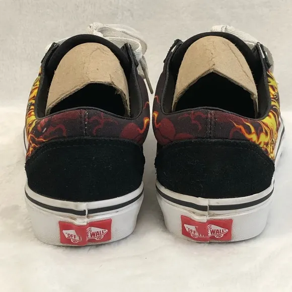 Vans Old Skool Samurai Rising Flames Black Suede Sneaker Skate Shoes Womens Sz 6