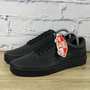 Vans Old Skool Triple Black Leather Sneakers Men's 9 Women's 10.5 Skate Shoes