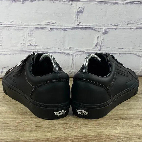 Vans Old Skool Triple Black Leather Sneakers Men's 9 Women's 10.5 Skate Shoes