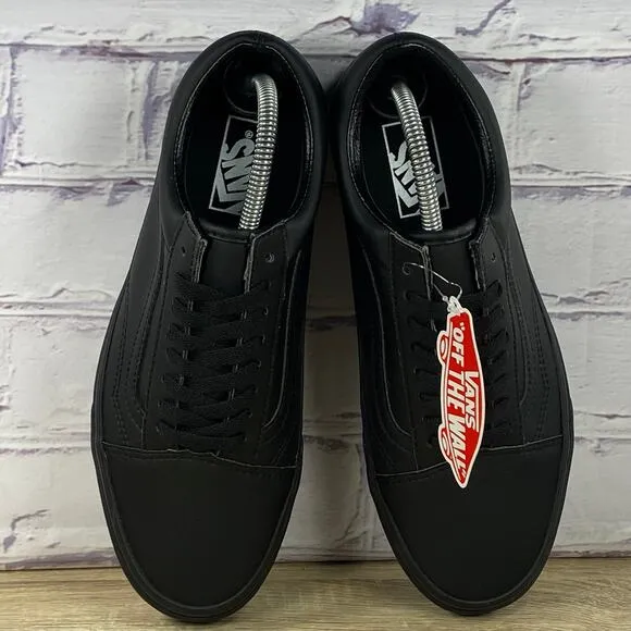 Vans Old Skool Triple Black Leather Sneakers Men's 9 Women's 10.5 Skate Shoes