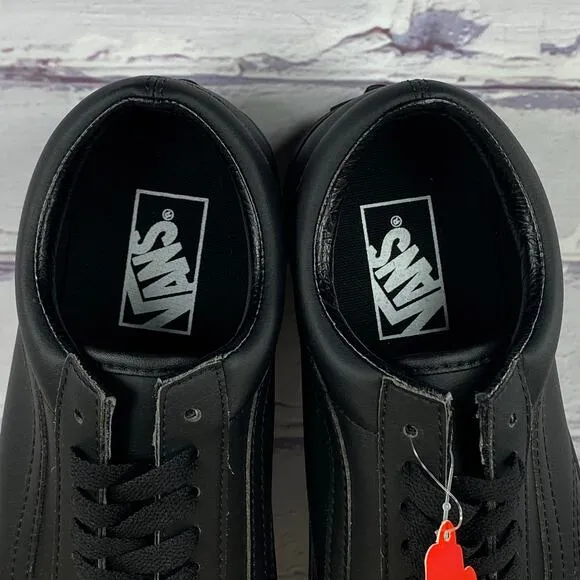 Vans Old Skool Triple Black Leather Sneakers Men's 9 Women's 10.5 Skate Shoes