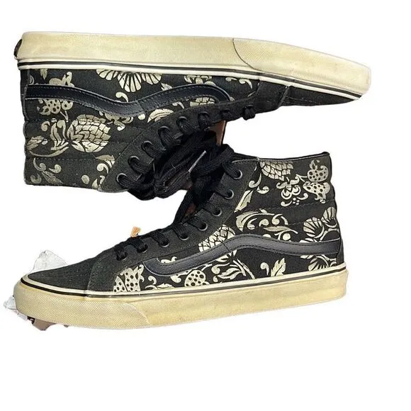 Vans Old Skool Hi Top Shoes Black Gold Skate 50th Anniversary Sneakers Size 9.5