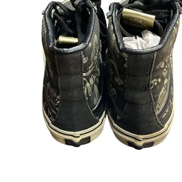Vans Old Skool Hi Top Shoes Black Gold Skate 50th Anniversary Sneakers Size 9.5
