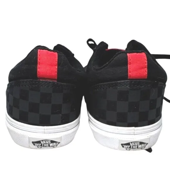 Vans Seldan Checkerboard Black Red Low Top Lace Up Skate Sneakers Youth Size 7