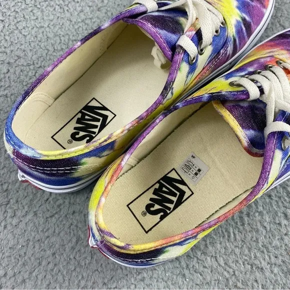 VANS SHOES Authentic Washed Tie Dye True White‎ Womens 9.5 Skate Mens 8 Lace Up