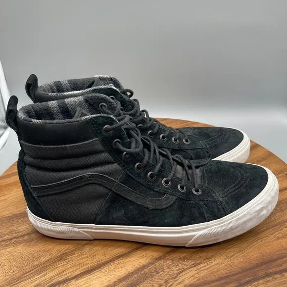Vans SK-8 Off The Wall Shoes Mens 11.5 Black Plaid Hi Tops Skate 3M Scotchgard
