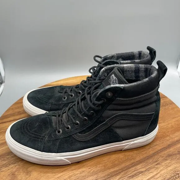 Vans SK-8 Off The Wall Shoes Mens 11.5 Black Plaid Hi Tops Skate 3M Scotchgard