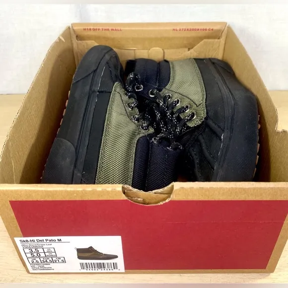 Vans Sk8-Hi Del Pato MTE Black Size 3.5 VN0A34962UI Waterproof Rain Boots