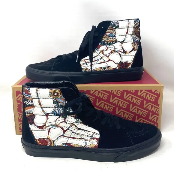 VANS Sk8-Hi Hazy Bones Skate Shoes Suede Canvas Black White Men's VN0A5JMJBZW
