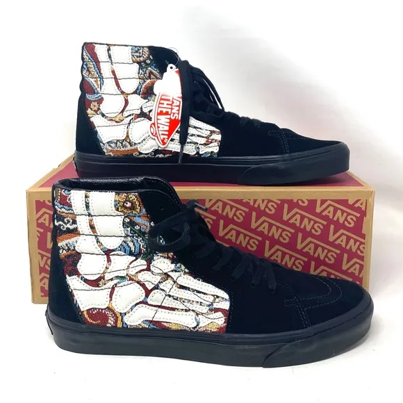 VANS Sk8-Hi Hazy Bones Skate Shoes Suede Canvas Black White Men's VN0A5JMJBZW