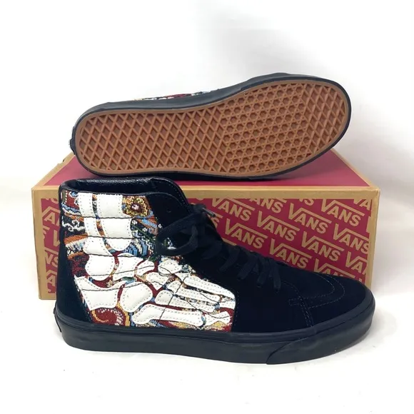 VANS Sk8-Hi Hazy Bones Skate Shoes Suede Canvas Black White Men's VN0A5JMJBZW