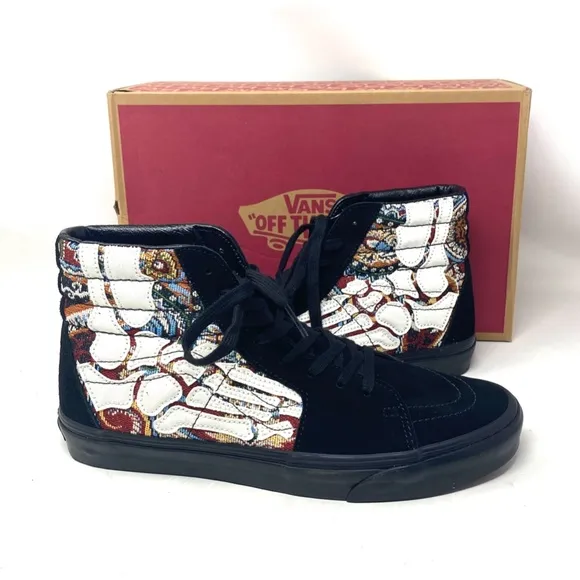 VANS Sk8-Hi Hazy Bones Skate Shoes Suede Canvas Black White Men's VN0A5JMJBZW