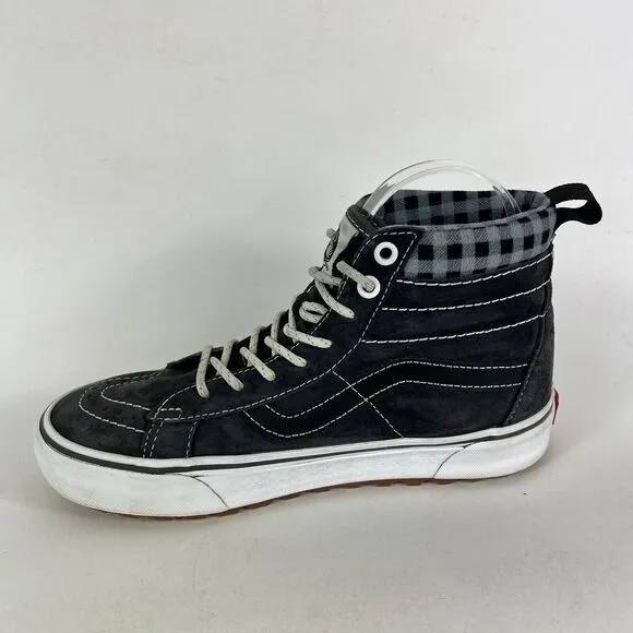 VANS Sk8-Hi MTE-1 Sneakers Women's 8 Black Plaid Mid-Top Skateboarding Shoes