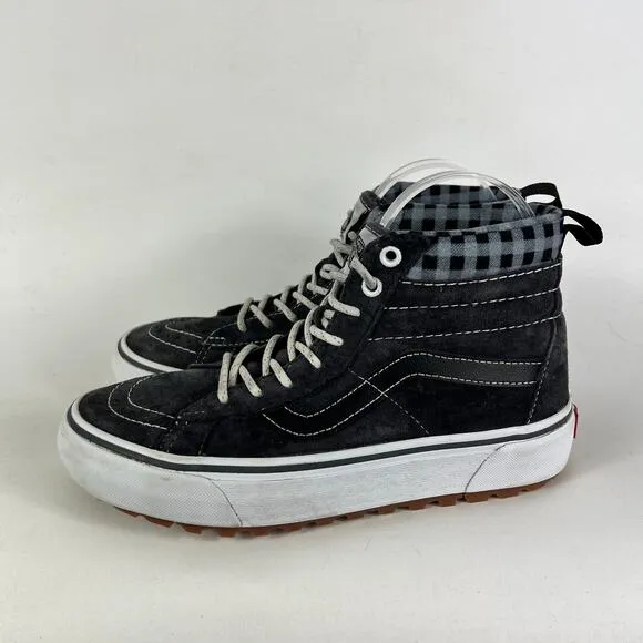 VANS Sk8-Hi MTE-1 Sneakers Women's 8 Black Plaid Mid-Top Skateboarding Shoes
