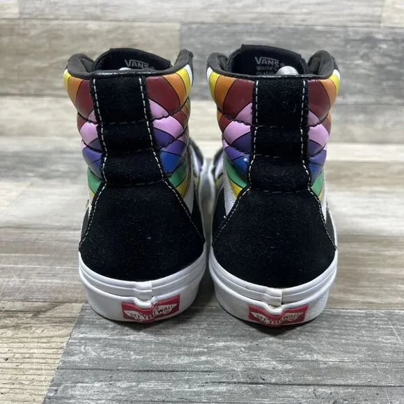Vans Sk8-Hi Reissue Refract Shoes Women’s 6.5 Black Rainbow Suede Skate Sneakers
