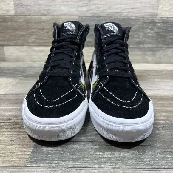 Vans Sk8-Hi Reissue Refract Shoes Women’s 6.5 Black Rainbow Suede Skate Sneakers