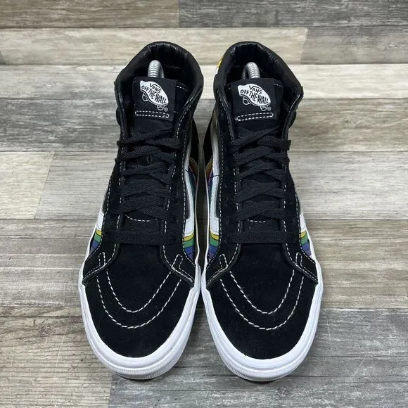 Vans Sk8-Hi Reissue Refract Shoes Women’s 6.5 Black Rainbow Suede Skate Sneakers