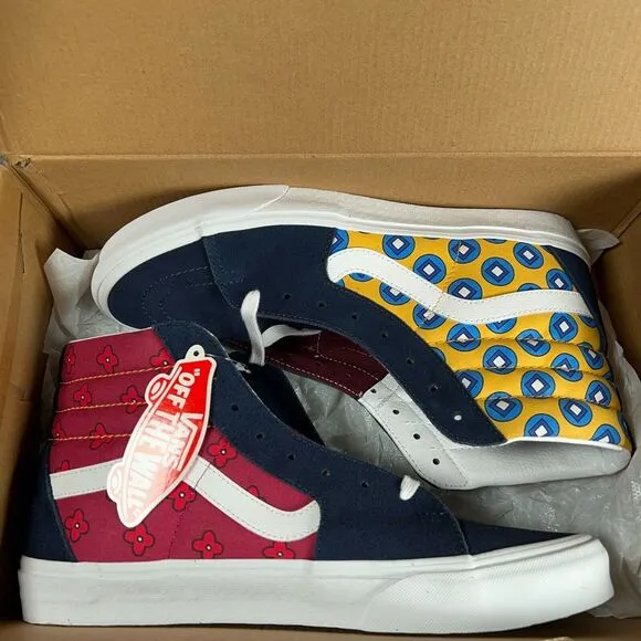 Vans Sk8-Hi Shoes Mens 9.5 Womens 11 Tie Print Mix Skate Sneakers Drsblsmlti NEW