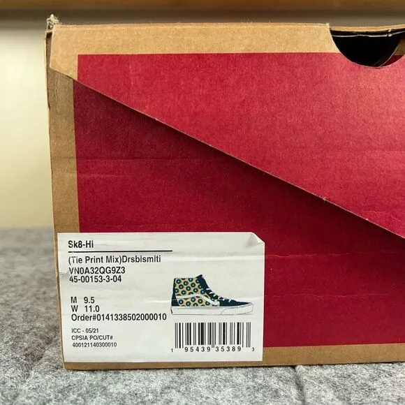 Vans Sk8-Hi Shoes Mens 9.5 Womens 11 Tie Print Mix Skate Sneakers Drsblsmlti NEW