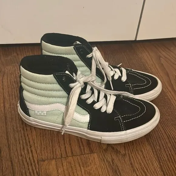 VANS Sk8-Hi Skate Shoes Canvas Suede Black Mint Sneakers Men’s Sz 7.5