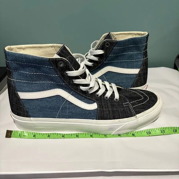 Vans - Sk8-Hi Tapered Threaded Denim Black/White High Top Sneakers- Size 11
