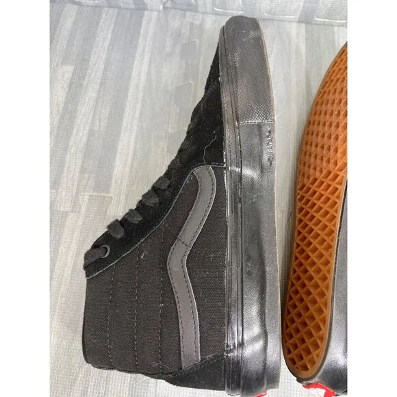 Vans SK8 HI Triple Black Pop Cush Sneakers Men's Size 9 Suede