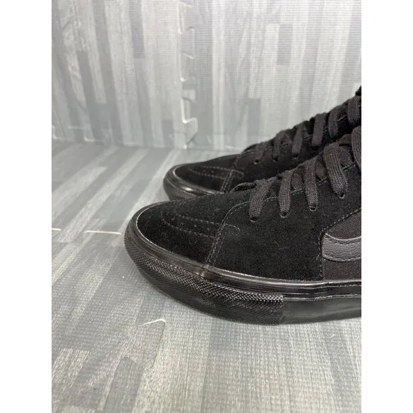Vans SK8 HI Triple Black Pop Cush Sneakers Men's Size 9 Suede