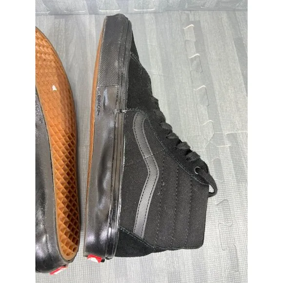 Vans SK8 HI Triple Black Pop Cush Sneakers Men's Size 9 Suede