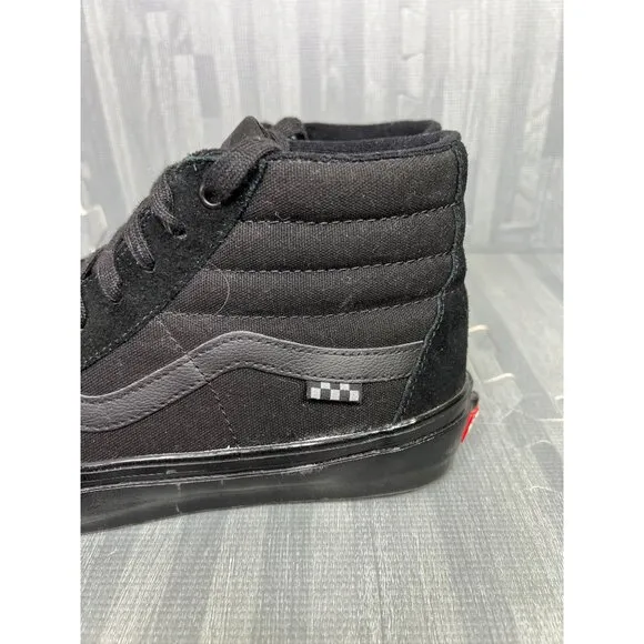 Vans SK8 HI Triple Black Pop Cush Sneakers Men's Size 9 Suede