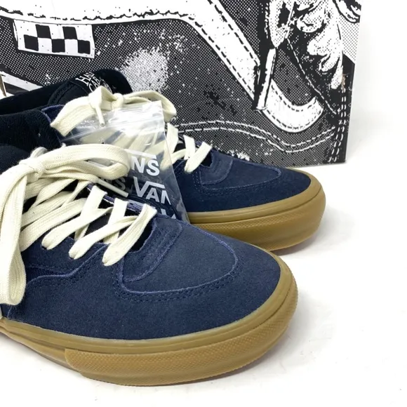 VANS Skate Half Cab Shoes Gum Navy Suede Mid Top Women Size Sneakers VN0A5FCDNGM