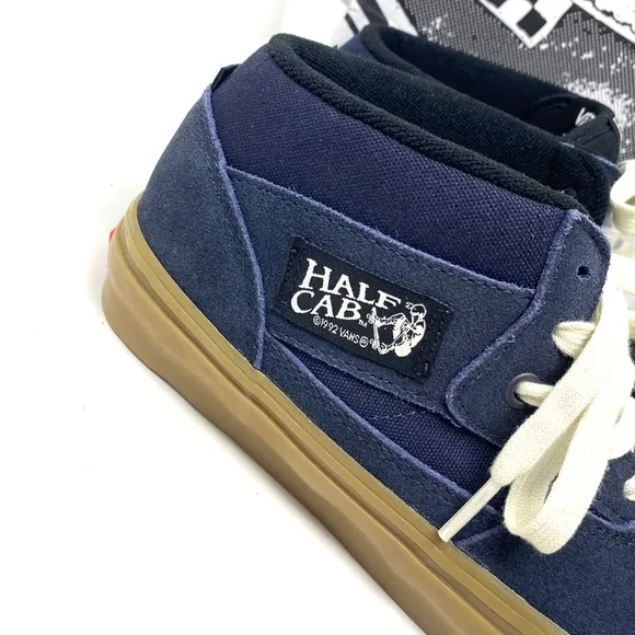 VANS Skate Half Cab Shoes Gum Navy Suede Mid Top Women Size Sneakers VN0A5FCDNGM