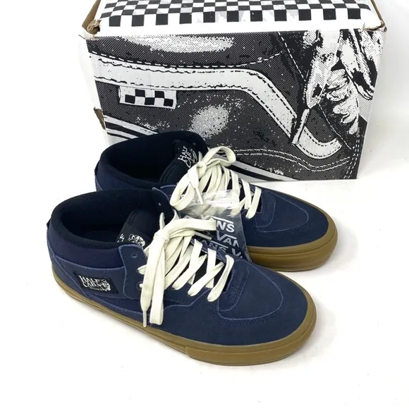VANS Skate Half Cab Shoes Gum Navy Suede Mid Top Women Size Sneakers VN0A5FCDNGM