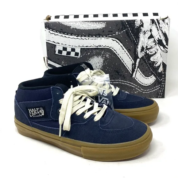 VANS Skate Half Cab Shoes Gum Navy Suede Mid Top Women Size Sneakers VN0A5FCDNGM