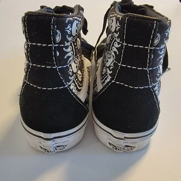 VANS Skate Shoes SK8-HI Bandana Suede Canvas  Sneaker Men's 4 Women's 5.5 Skulls