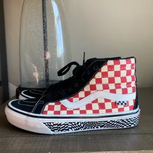 Vans Skate Sk8-Hi Reis Grosso 84 Black Red Checkerboard Shoes Men's Size 8
