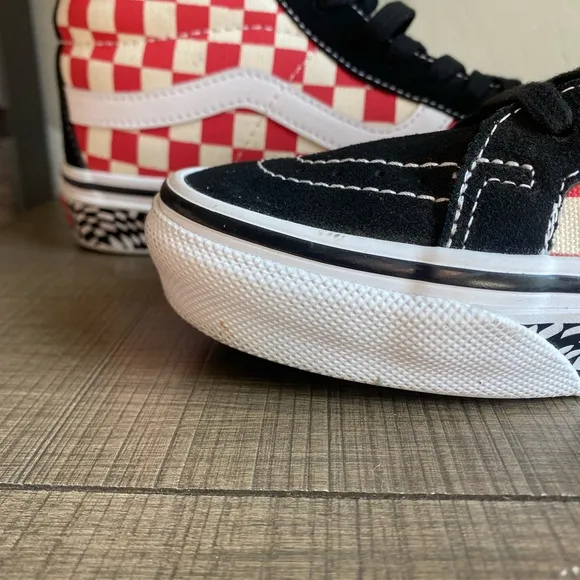 Vans Skate Sk8-Hi Reis Grosso 84 Black Red Checkerboard Shoes Men's Size 8